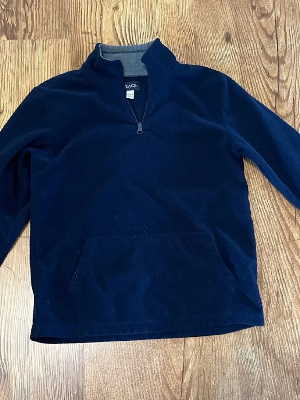 Children's Place 1/4 Zip Fleece, Blue with Gray, Youth Large (10/12)